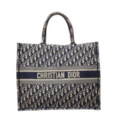ディオール オブリーク ブックトート トートバッグ ハンドバッグ ネイビー キャンバス レディース Dior 中古