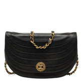 シャネル ココマーク ハーフムーン チェーン ショルダーバッグ ブラック ゴールド レザー レディース CHANEL 中古