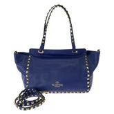 ヴァレンティノ ロックスタッズ トートバッグ ショルダーバッグ 2WAY ブルー レザー レディース VALENTINO 中古