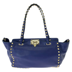 ヴァレンティノ ロックスタッズ トートバッグ ショルダーバッグ 2WAY ブルー レザー レディース VALENTINO 中古