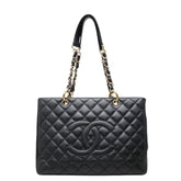 シャネル ココマーク マトラッセ GST チェーン トートバッグ ショルダーバッグ ブラック キャビアスキン レディース CHANEL 中古