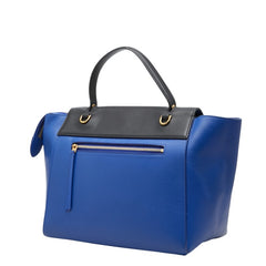セリーヌ ベルトバック ミニ ハンドバッグ ショルダーバッグ 2WAY ブルー ブラック レザー レディース CELINE 中古