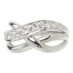 ダイヤモンド Pt900 プラチナ ダイヤ0.52ct ナガホリジュエリー クロスデザイン リング 指輪 レディース 14.5号 中古