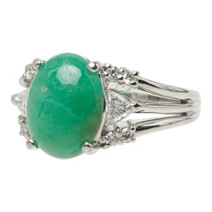 ヒスイ ダイヤモンド Pt900 プラチナ ヒスイ ダイヤ0.36ct リング 指輪 レディース 11号 中古
