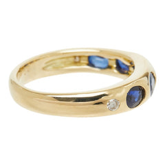 ゴールド サファイア ダイヤモンド K18YG イエローゴールド サファイア1.25ct ダイヤ0.05ct 5連コンビネーションリング リング 指輪 レディース 9.5号 中古