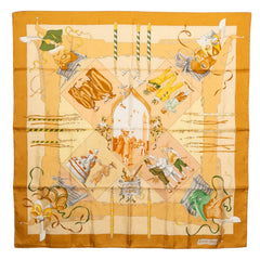 エルメス カレ90 ベニスのカーニバル Le Carnaval de Venise スカーフ ベージュ系 シルク レディース HERMES 中古