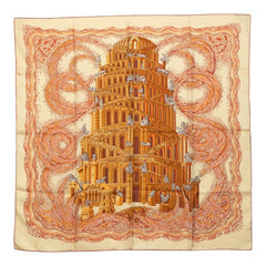 エルメス カレ90 バベルの川 LES RIVIERES DE BABEL スカーフ ブラウン シルク レディース HERMES 中古
