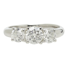ダイヤモンド Pt850 プラチナ ダイヤ1.50ct スリーストーンリング 3連リング リング 指輪 レディース 11号 中古