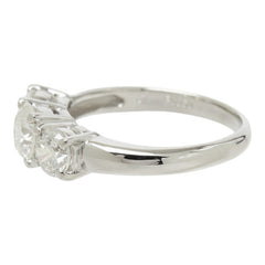ダイヤモンド Pt850 プラチナ ダイヤ1.50ct スリーストーンリング 3連リング リング 指輪 レディース 11号 中古