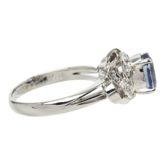 サファイア ダイヤモンド Pt900 プラチナ サファイア2.27ct ダイヤ0.10ct 三越 フラワーモチーフ リング 指輪 レディース 9.5号 中古