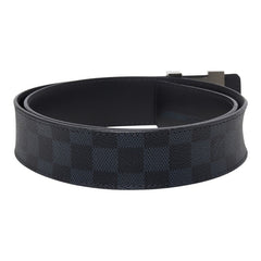ルイ ヴィトン ダミエ コバルト サンチュール LVイニシャル ベルト M9210 ブラック ネイビー PVC レザー レディース LOUIS VUITTON 中古