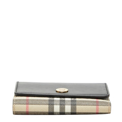 バーバリー ノバチェック 三つ折り財布 ブラック ベージュ PVC レザー レディース BURBERRY 中古