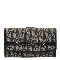 ディオール トロッター 長財布 ブラック アイボリー キャンバス レザー レディース Dior 中古