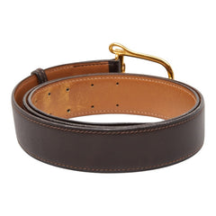 エルメス ベルトモチーフ バックルベルト ブラウン ゴールド レザー メンズ HERMES 中古