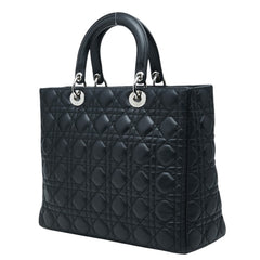 ディオール カナージュ レディディオール ラージ ハンドバッグ ショルダーバッグ 2WAY ブラック レザー レディース Dior 中古
