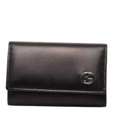 グッチ インターロッキングG キーケース キーホルダー 6連 115225 ブラック レザー メンズ GUCCI 中古