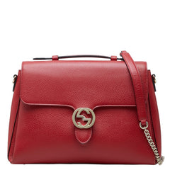 グッチ インターロッキングG ハンドバッグ チェーン ショルダーバッグ 2WAY 510306 レッド レザー レディース GUCCI 中古