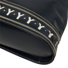 サンローラン Yカットアウト ハンドバッグ ショルダーバッグ 2way ネイビー レザー レディース SAINT LAURENT 中古