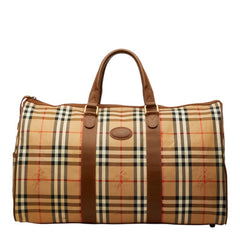 バーバリー ノバチェック ボストンバッグ ベージュ系 ナイロン レザー レディース BURBERRY 中古