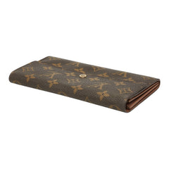 ルイ ヴィトン モノグラム ポシェット ポルト モネ クレディ 長財布 M61725 ブラウン PVC レザー レディース LOUIS VUITTON 中古