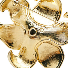 スワロフスキー フラワーモチーフ ブローチ ゴールド系 メッキ ラインストーン レディース SWAROVSKI 中古