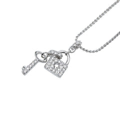 スワロフスキー 南京錠 鍵 モチーフ チェーン ペンダント ネックレス シルバー メタル ラインストーン レディース SWAROVSKI 中古