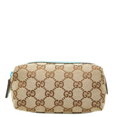 グッチ GGキャンバス ポーチ 29596 ベージュ ブルー キャンバス レザー レディース GUCCI 中古