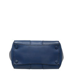 プラダ 三角ロゴプレート ハンドバッグ ショルダーバッグ 2WAY B2861K ネイビー レザー レディース PRADA 中古