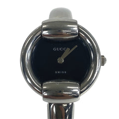 グッチ ホースビット バングルウォッチ 腕時計 1400L クオーツ ブラック文字盤 メタル レディース GUCCI 中古