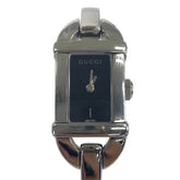 グッチ ホースビット バングルウォッチ 腕時計 6800L クオーツ ブラック文字盤 ステンレススチール レディース GUCCI 中古