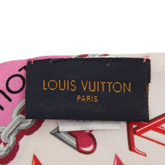 ルイ ヴィトン ラッキー モノグラム バンドーBB スカーフ M76117 ピンク系 マルチカラー シルク レディース LOUIS VUITTON 中古