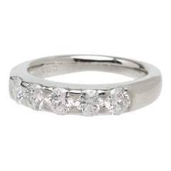 ダイヤモンド Pt900 プラチナ ダイヤ1.058ct 一文字 5連 5P 5PD リング 指輪 レディース 10.5号 中古