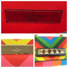 ヴァレンティノ ロックスタッズ チェーンショルダーバッグ マルチカラー レザー レディース VALENTINO 中古