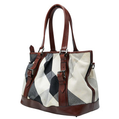 バーバリー メガチェック トートバッグ ショルダーバッグ 2WAY ベージュ ブラウン キャンバス レザー レディース BURBERRY 中古