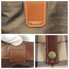 バーバリー シャドーホース チェック柄 ショルダーバッグ ベージュ ブラウン PVC レディース BURBERRY 中古