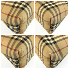 バーバリー シャドーホース チェック柄 ショルダーバッグ ベージュ ブラウン PVC レディース BURBERRY 中古