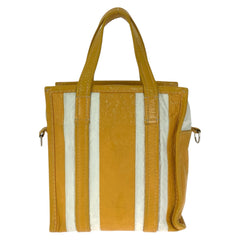 バレンシアガ バザール ショルダーバッグ ミニトートバッグ 2WAY 452458 イエロー ホワイト ラムスキン レディース BALENCIAGA 中古