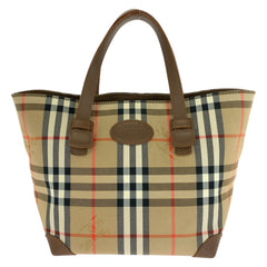 バーバリー チェック柄 ハンドバッグ トートバッグ ベージュ ブラウン キャンバス レザー レディース BURBERRY 中古