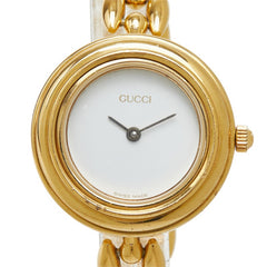グッチ チェンジベゼル 腕時計 11/12.2 クオーツ ホワイト文字盤 メッキ レディース GUCCI 中古