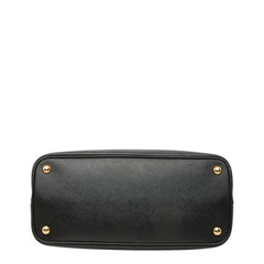 プラダ 三角ロゴプレート ドゥーブレ ハンドバッグ トートバッグ ブラック サフィアーノレザー レディース PRADA 中古