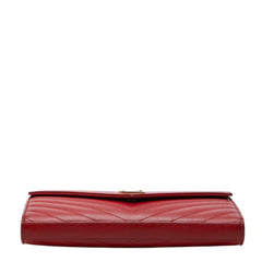サンローラン カサンドラ エンベロープ チェーンウォレット ショルダーバッグ レッド レザー レディース SAINT LAURENT 中古