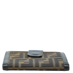 フェンディ ズッカ柄 二つ折り財布 がま口 ウォレット 2251 ブラウン キャンバス レザー ジャカード レディース FENDI 中古