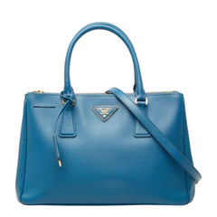 プラダ 三角ロゴプレート ガレリア ハンドバッグ ショルダーバッグ 2WAY BN1801 ブルー サフィアーノレザー レディース PRADA 中古