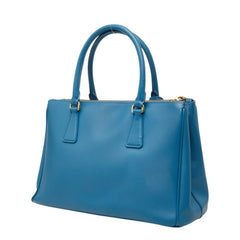 プラダ 三角ロゴプレート ガレリア ハンドバッグ ショルダーバッグ 2WAY BN1801 ブルー サフィアーノレザー レディース PRADA 中古