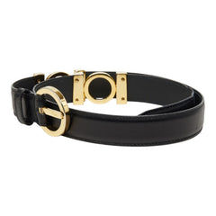 サルヴァトーレフェラガモ ガンチーニ ベルト ブラック レザー メッキ レディース Salvatore Ferragamo 中古