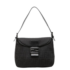 フェンディ ズッキーノ マンマバケット ハンドバッグ ワンショルダー 8BR004 ブラック キャンバス レザー レディース FENDI 中古