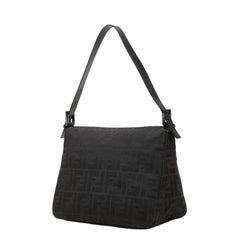 フェンディ ズッキーノ マンマバケット ハンドバッグ ワンショルダー 8BR004 ブラック キャンバス レザー レディース FENDI 中古