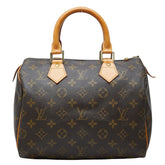 ルイ ヴィトン モノグラム スピーディ25 ミニボストンバッグ ハンドバッグ M41528 ブラウン PVC レザー レディース LOUIS VUITTON 中古
