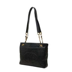 シャネル ココマーク チェーン ショルダーバッグ ブラック ゴールド キャビアスキン レディース CHANEL 中古