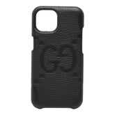 グッチ ジャンボGG アイフォンケース スマホケース 760218 ブラック レザー レディース GUCCI 中古